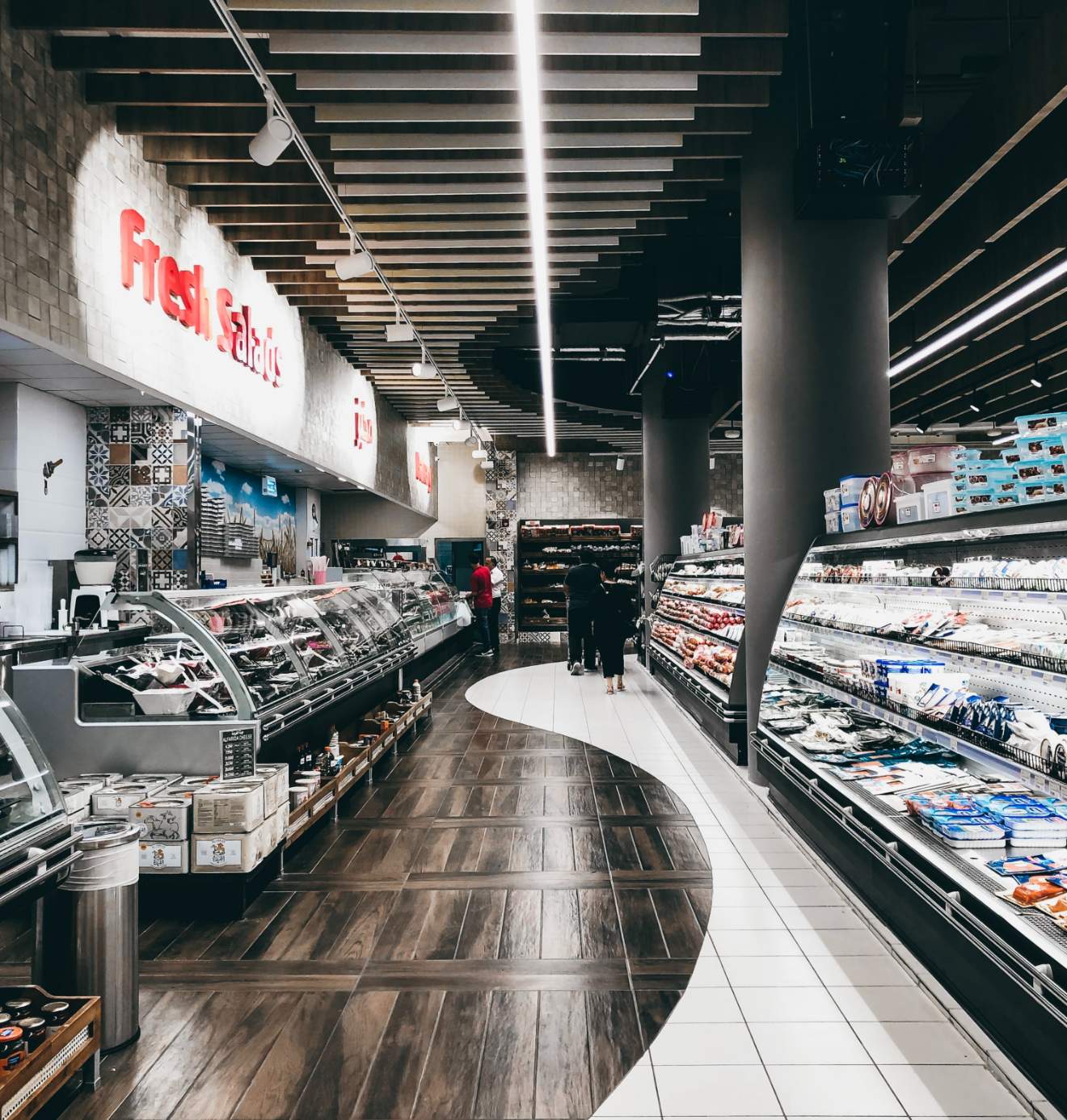 Modern grocery store interior
